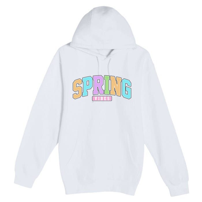 Spring Vibes Retro Varsity Premium Pullover Hoodie