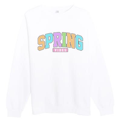 Spring Vibes Retro Varsity Premium Crewneck Sweatshirt