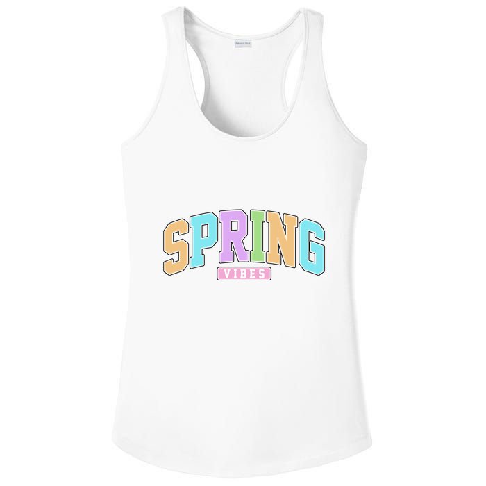 Spring Vibes Retro Varsity Ladies PosiCharge Competitor Racerback Tank
