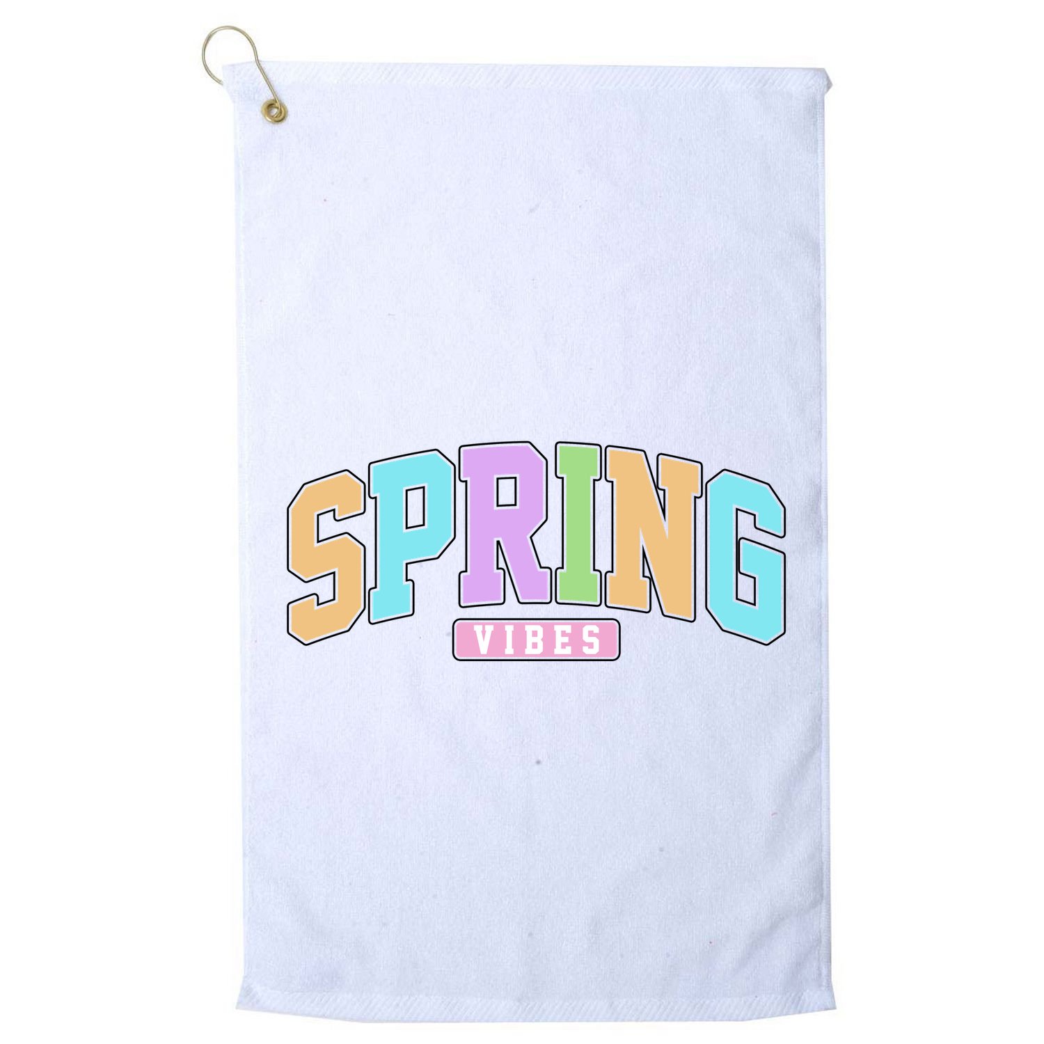 Spring Vibes Retro Varsity Golf Towel
