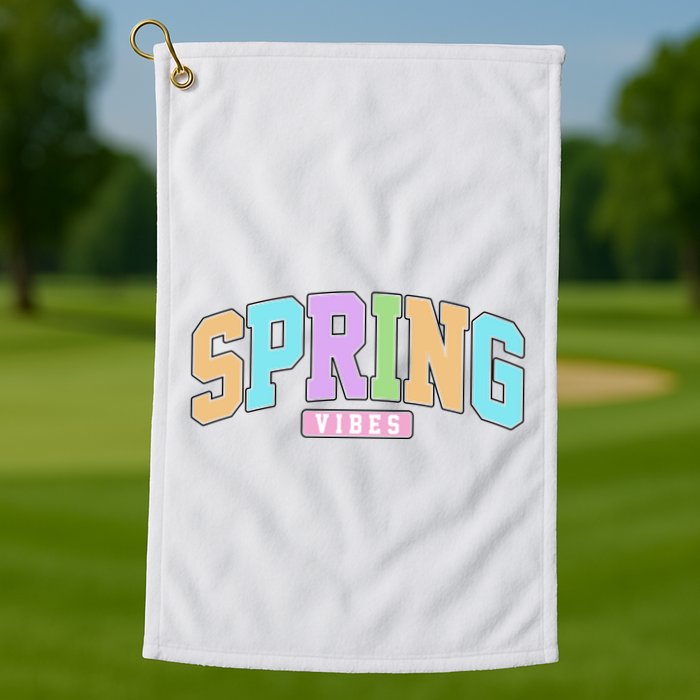 Spring Vibes Retro Varsity Golf Towel