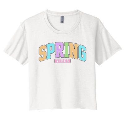 Spring Vibes Retro Varsity Women's Crop Top Tee