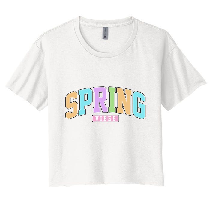 Spring Vibes Retro Varsity Crop Top