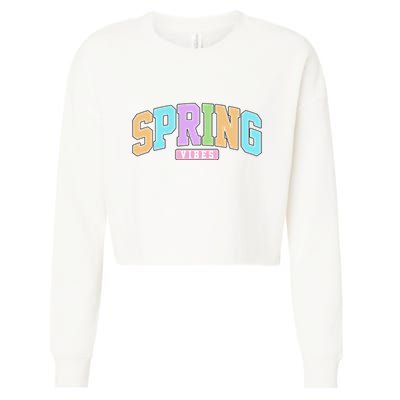 Spring Vibes Retro Varsity Cropped Pullover Crew