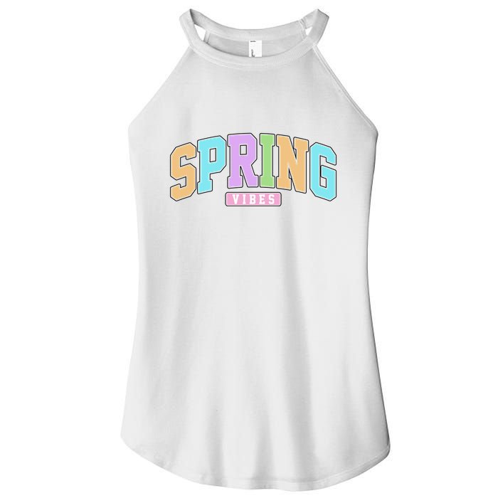 Spring Vibes Retro Varsity Women's Perfect Tri Rocker Tank