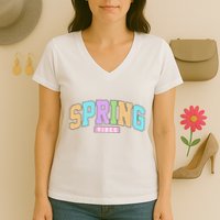 Spring Vibes Retro Varsity Women's V-Neck T-Shirt