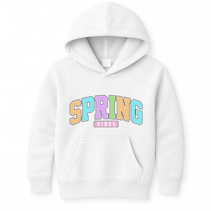 Spring Vibes Retro Varsity Kids Hoodie