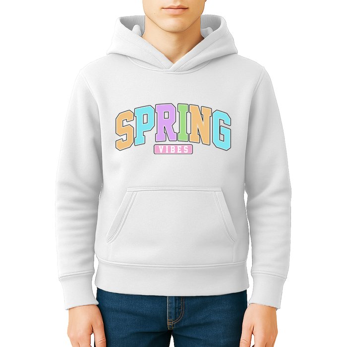 Spring Vibes Retro Varsity Kids Hoodie