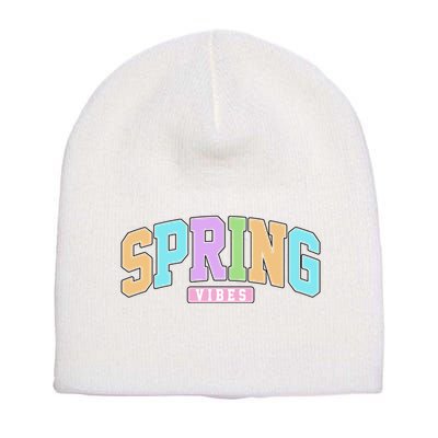 Spring Vibes Retro Varsity Short Acrylic Beanie