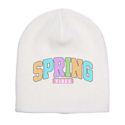 Spring Vibes Retro Varsity Short Acrylic Beanie