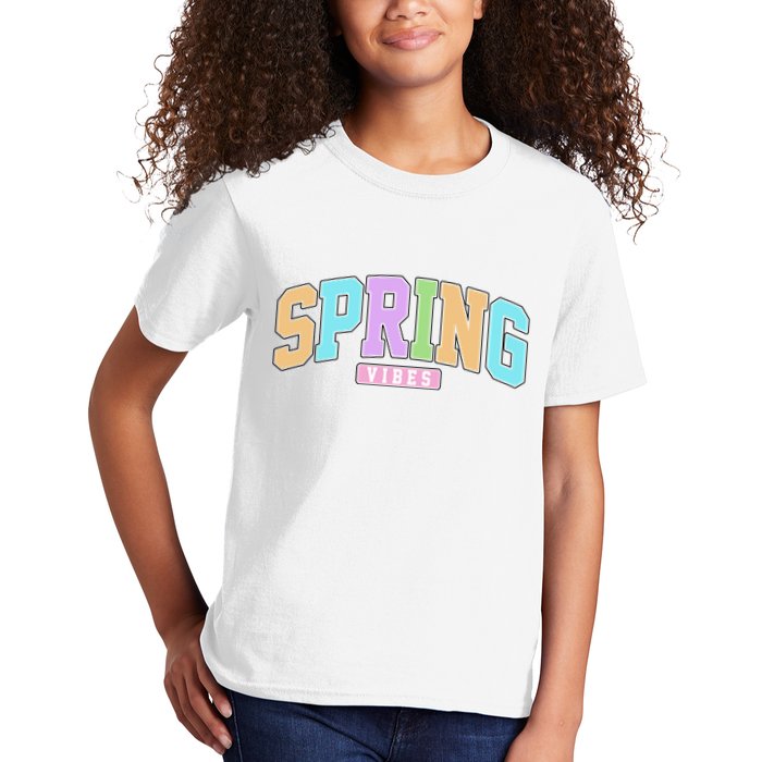 Spring Vibes Retro Varsity Kids T-Shirt