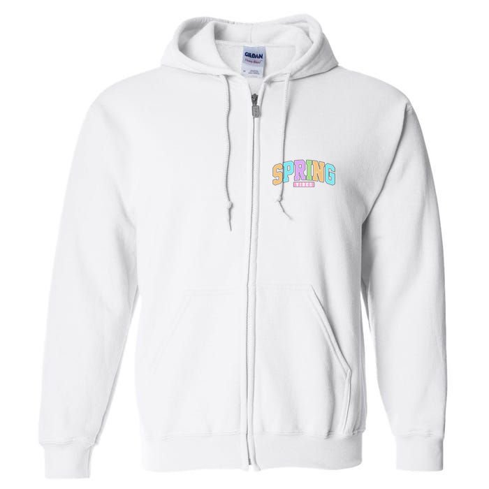 Spring Vibes Retro Varsity Full Zip Hoodie