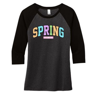 Spring Vibes Retro Varsity Women's Tri-Blend 3/4-Sleeve Raglan Shirt