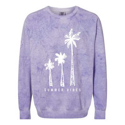 Summer Vibes Retro Palm Tree Colorblast Crewneck Sweatshirt