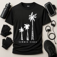 Summer Vibes Retro Palm Tree Performance Shirt