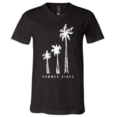 Summer Vibes Retro Palm Tree V-Neck T-Shirt