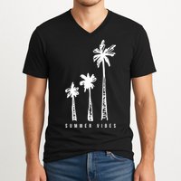 Summer Vibes Retro Palm Tree V-Neck T-Shirt