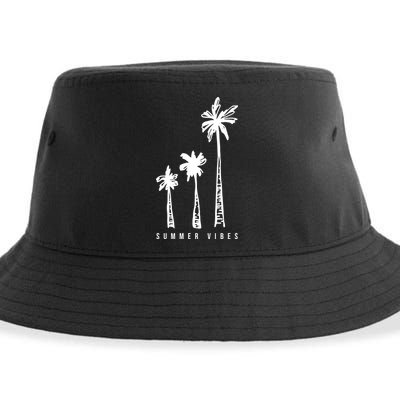 Summer Vibes Retro Palm Tree Sustainable Bucket Hat