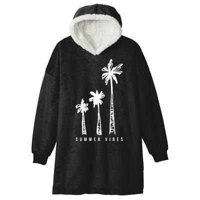 Summer Vibes Retro Palm Tree Hooded Wearable Blanket