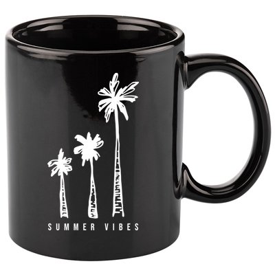 Summer Vibes Retro Palm Tree 11oz C Handle Ceramic Mug