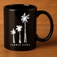 Summer Vibes Retro Palm Tree 11oz C Handle Ceramic Mug