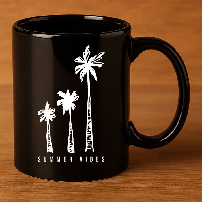 Summer Vibes Retro Palm Tree 11oz C Handle Ceramic Mug
