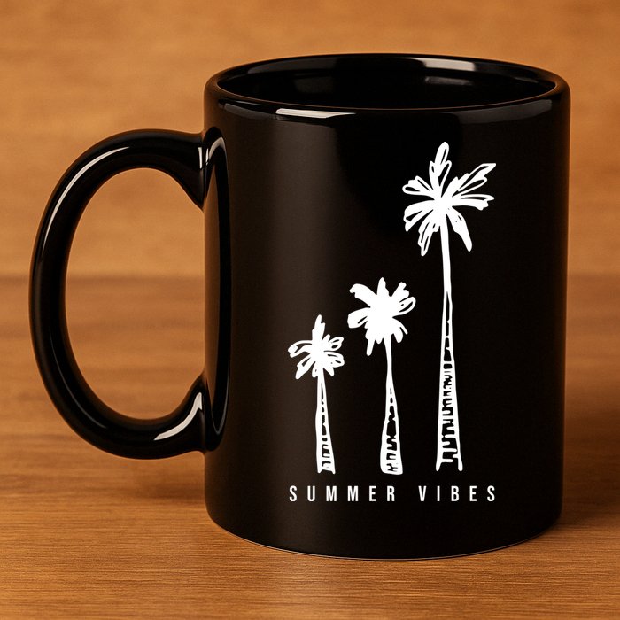 Summer Vibes Retro Palm Tree 11oz C Handle Ceramic Mug