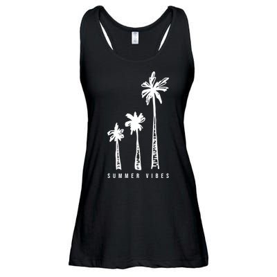 Summer Vibes Retro Palm Tree Ladies Essential Flowy Tank