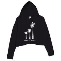 Summer Vibes Retro Palm Tree Crop Fleece Hoodie