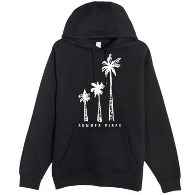 Summer Vibes Retro Palm Tree Premium Pullover Hoodie