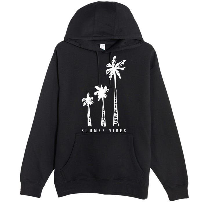 Summer Vibes Retro Palm Tree Premium Pullover Hoodie
