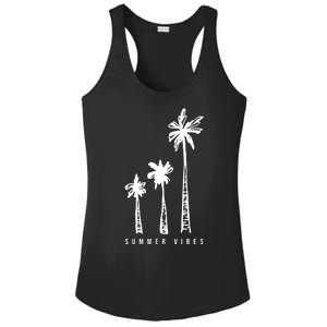 Summer Vibes Retro Palm Tree Ladies PosiCharge Competitor Racerback Tank