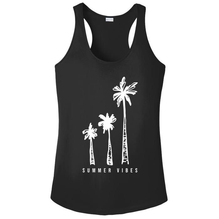 Summer Vibes Retro Palm Tree Ladies PosiCharge Competitor Racerback Tank
