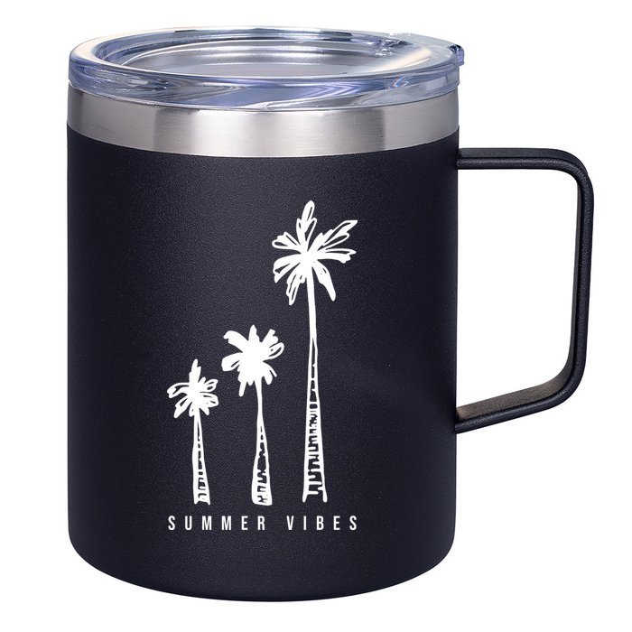 Summer Vibes Retro Palm Tree 12oz Stainless Steel Coffee Mug
