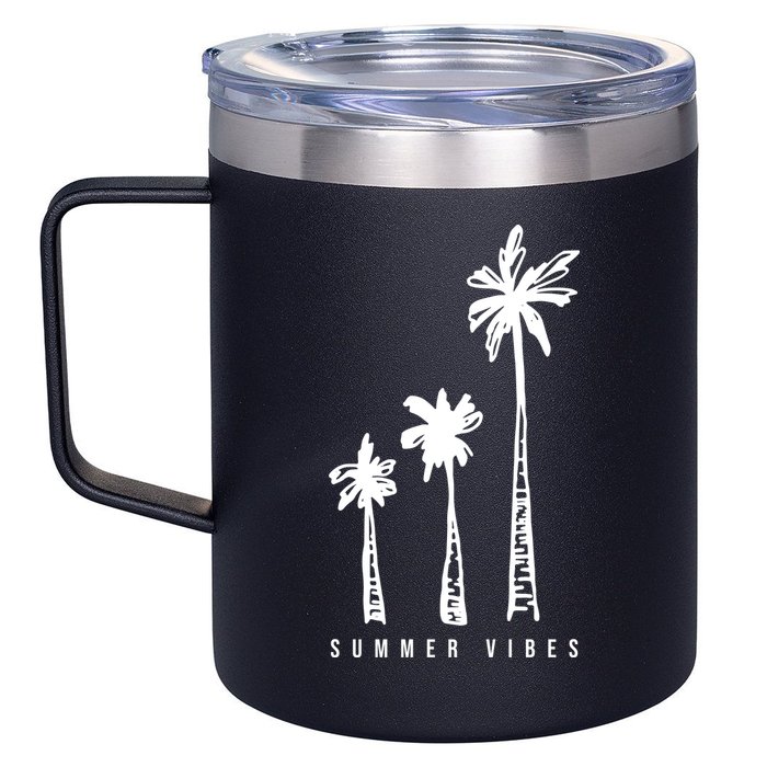 Summer Vibes Retro Palm Tree 12oz Stainless Steel Coffee Mug