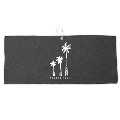 Summer Vibes Retro Palm Tree Large Microfiber Waffle Golf Towel