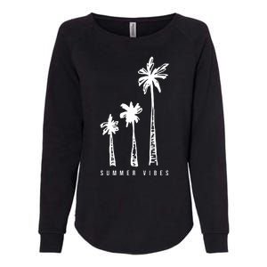 Summer Vibes Retro Palm Tree Womens California Wash Sweatshirt