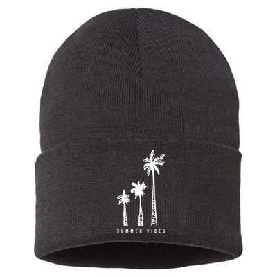 Summer Vibes Retro Palm Tree Sustainable Knit Beanie