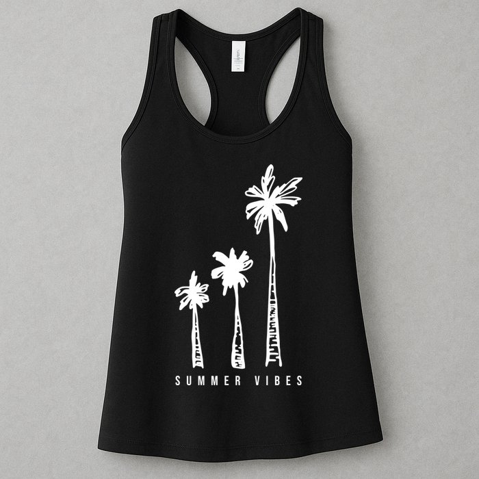 Summer Vibes Retro Palm Tree Womens Tank Top