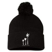 Summer Vibes Retro Palm Tree Pom Pom 12in Knit Beanie