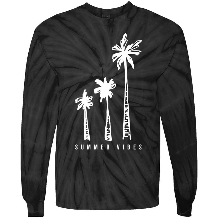 Summer Vibes Retro Palm Tree Tie-Dye Long Sleeve Shirt