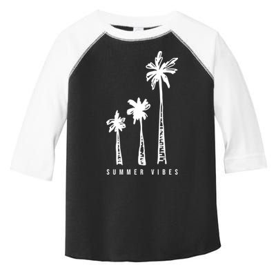 Summer Vibes Retro Palm Tree Toddler Fine Jersey T-Shirt