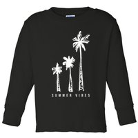 Summer Vibes Retro Palm Tree Toddler Long Sleeve Shirt
