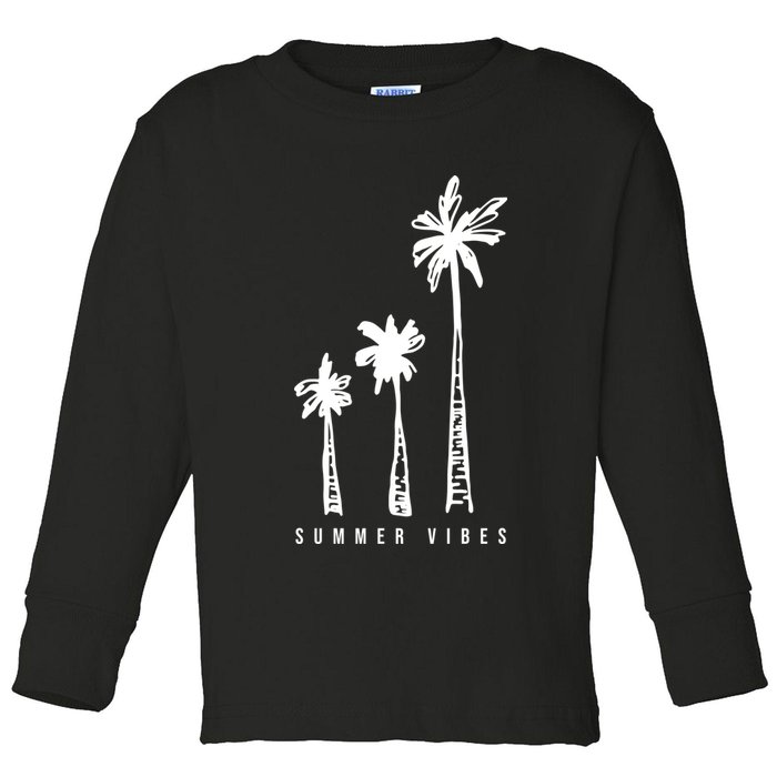 Summer Vibes Retro Palm Tree Toddler Long Sleeve Shirt