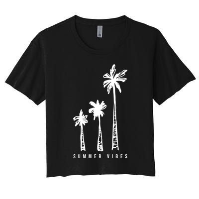 Summer Vibes Retro Palm Tree Crop Top