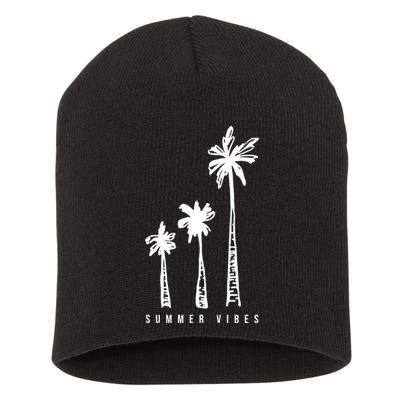 Summer Vibes Retro Palm Tree Short Acrylic Beanie