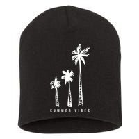 Summer Vibes Retro Palm Tree Short Acrylic Beanie