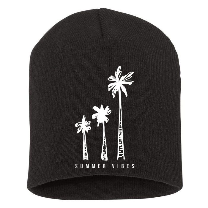 Summer Vibes Retro Palm Tree Short Acrylic Beanie