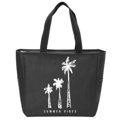 Summer Vibes Retro Palm Tree Zip Tote Bag