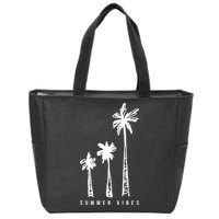Summer Vibes Retro Palm Tree Zip Tote Bag